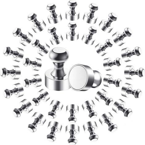 Lot de 36 aimants puissants en métal (12 x 16 mm) – Aimants en acier inoxydable – Aimants pour réfrigérateur, tableau d'affichage, etc. – Boîte de rangement incluse (1/5)