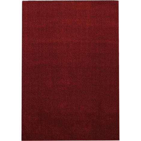 Tapis salon et chambre 140x200 rouge rectangle tissé motif uni SOULA (1/3)