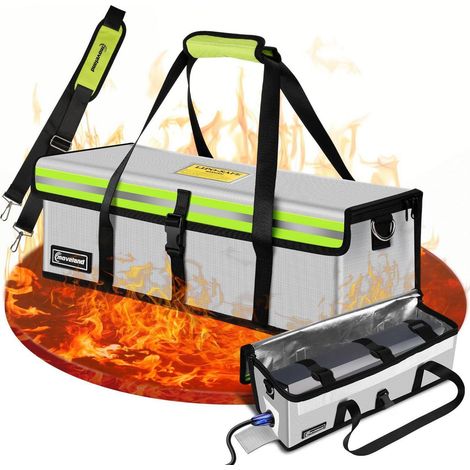 Feuerfeste E-Bike Akku Tasche mit Ladeanschluss, bis 1400°C, 41x13x13cm (1/5)