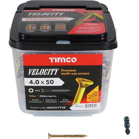 TIMCO Velocity Premium Multi-Use Countersunk Gold Woodscrews - 4.0 x 50