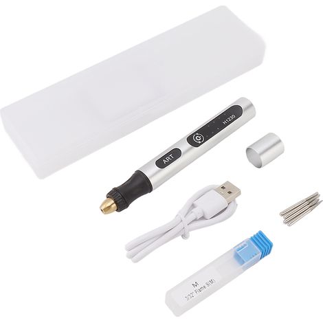 Outil de gravure électrique Portable sans fil rotatif antidérapant argent USB 4.2V 300mAh stylo pour métal verre bois (1/5)