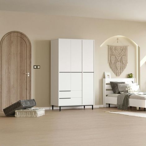 Armoire penderie blanche style moderne - 3 portes BYRON (1/5)