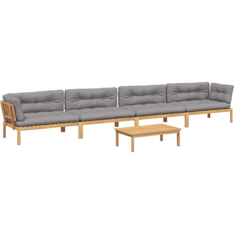 Maison Exclusive - 5-tlg. Garten-Sofagarnitur aus Paletten mit Ki (1/5)