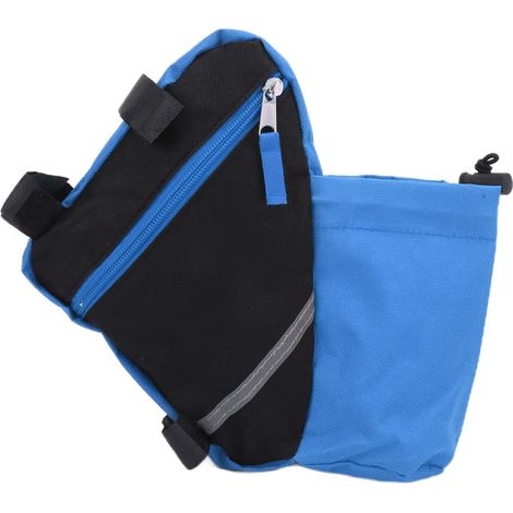 Dreieckige Fahrradtasche aus Nylon, Satteltasche für Mountainbikes, Stauraum für Wasserflasche und Kleinigkeiten, blau (1/5)