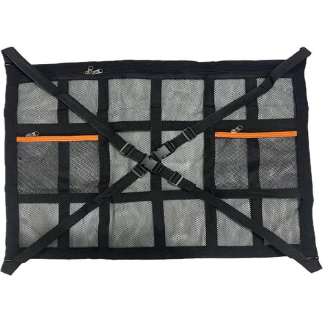 Sac de rangement en filet de toit de voiture - Porte-bagages, filet de plafond réglable - Motif en maille respirante - Libération rapide - Grand espace de capacité pour maximiser la zone de surcharge (1/5)