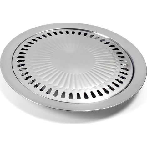 Poêle à griller ronde coréenne en acier inoxydable antiadhésif pour barbecue, camping et cuisine (1/5)