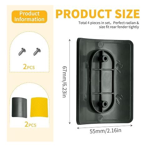 Electric Scooter License Plate Holder Set with Yellow Reflector Light Holder Mud Plate with Screws for Scooter and Moped (1/4)