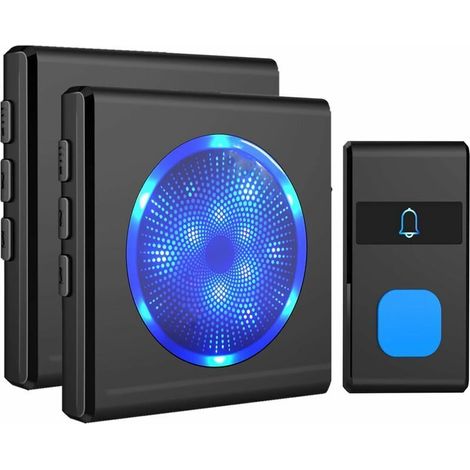 Wireless doorbell with 2 plug-in receivers, LED300M range color class 3 Black. (1/5)