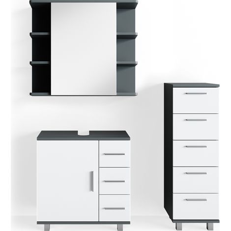 Set mobili bagno Ilias, Antracite, 3 parti, Vicco
