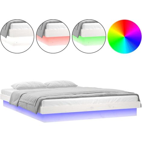 Maison Exclusive - Rám postele s LED světlem bílý 135x190 cm Double masivní dřevo (1/5)