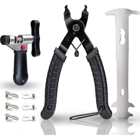 Herramientas para cadena de bicicleta AIDUCHO con gancho para cadena, alicates para eslabones de bicicleta + separador de cadena de bicicleta + comprobador de cadena de bicicleta, 3 pares de eslabones (1/5)