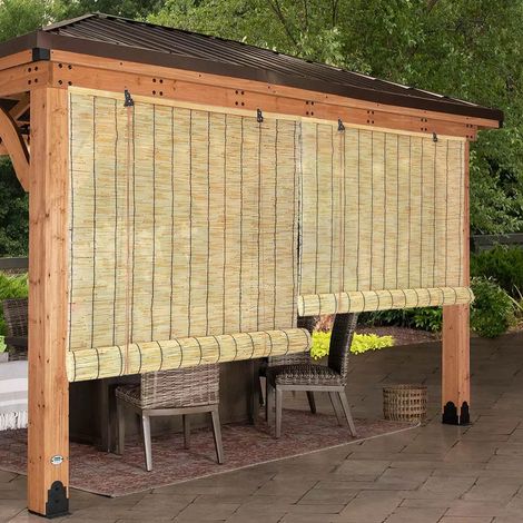 Rideau de Bambou Extérieur avec Lift - Store Vénitien pour Pergola et Terrasse Grande Largeur 100x200 120x160 150x180 180x200cm Natural Color