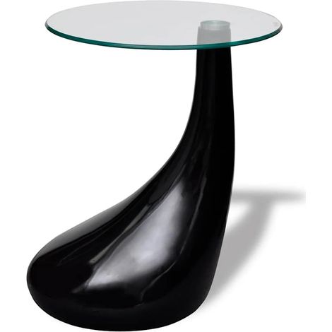 vidaXL Table basse avec dessus de table en verre rond Noir brillant