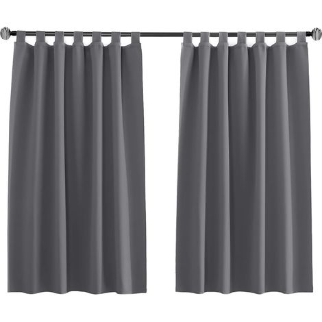 Rideau occultant Court, pour fenêtre de Cuisine, Rideau Opaque pour Chambre à Coucher avec Boucles, Chambre à Coucher, avec Passants, 1 pièce (Gris, 100x150 cm) (1/5)