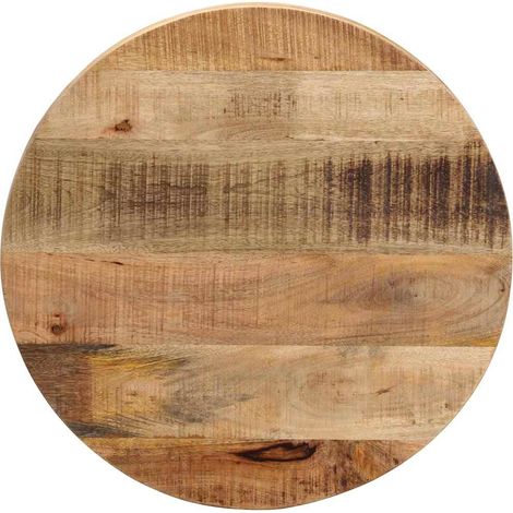 Tischplatte Ø 50x3,8 cm Rund Raues Massives Mangoholz