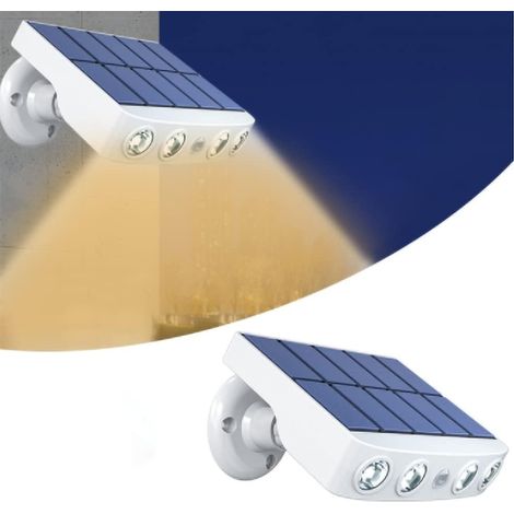 LAN BDD Lumière solaire puissante capteur de mouvement extérieur étanche jardin LED lampe solaire projecteurs pour chemin de jardin rue LED applique murale (Coquille blanche lumière blanche) (1/5)