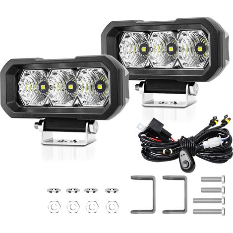 Eosnow Lot de 2 projecteurs de travail LED, 5 pouces, antibrouillard, étanche IP68, 240 W, tout-terrain, pour voitures, camions, motos, SUV, jardins, arrière-cours, avec faisceau de câbles, projecteur (1/5)