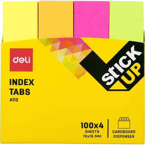 DELI indices adhesivos 4x100h 76x19mm colores surtidos neon