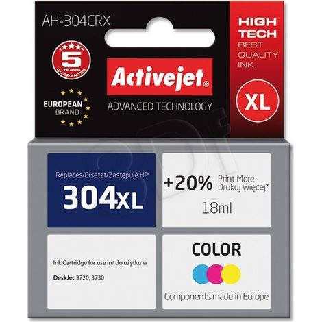 Activejet AH-304CRX - Cartucho de tinta de repuesto HP 304XL, Premium, 400 páginas (1/2)