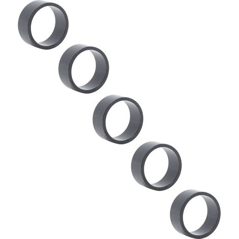 Set aus 5 Fahrradlenker-Distanzstücken, ohne Gewinde, aus Aluminiumlegierung, kompatibel mit 28,6 mm Gabeln (Dicke: 15 mm, schwarz). (1/5)