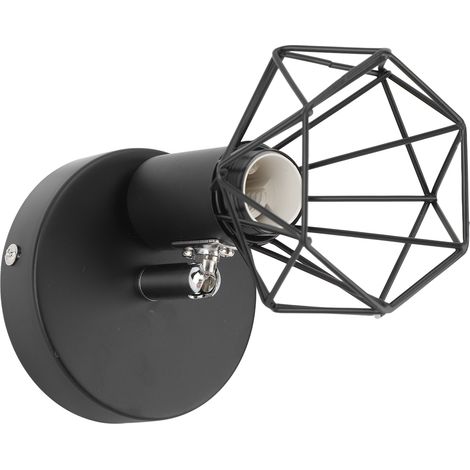 Support mural réglable pour ampoule E14, noir industriel, douille orientable pour lampe de chevet lecture étude (1/5)