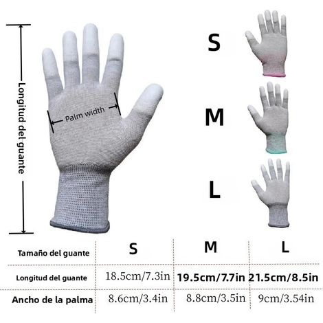 (M)10 Gants de sécurité antistatiques avec bouts de doigts enduits, adaptés à la réparation électronique. (1/4)