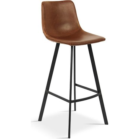 Lot de 2 chaises de bar H68 cm en PU camel - POHAN (1/4)