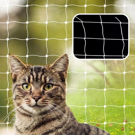 Filet de balcon anti-chat, maille renforcée 3 x 10 m, filet de sécurité sans perage avec crochets de fixation convient pour protéger balcons, terrasses, fenêtres, lucarnes et portes. (1/4)