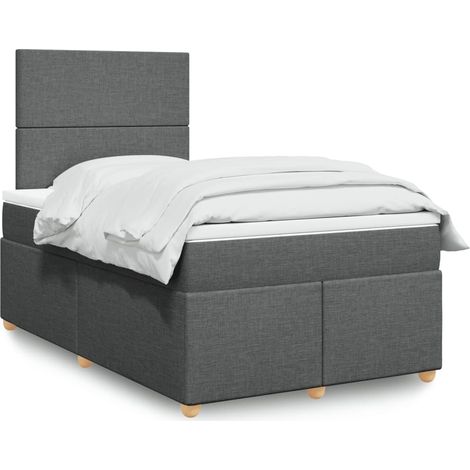 Boxspringbett mit Matratze Dunkelgrau 120x200 cm Stoff (1/5)