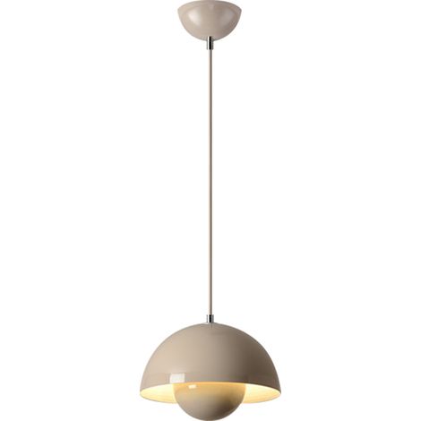 Modern Pendant Light, Metal Shade, 100 cm Adjustable Cable, 23 cm Diameter, Beige, E27 Bulb (1/5)