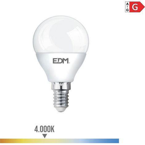 Lampadina LED EDM sferica E14 5W 400lm 4000K Luce naturale Ø4.5x8cm (1/2)