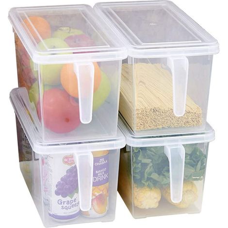 Boîte De Rangement Alimentaire - 5 L - 31 X 15 X 15 Cm - Empilable Avec Couvercle Et Poignée - Lot De 4 (1/5)