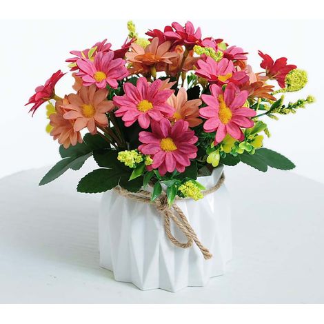 Fleur Artificielle - Pot De Fleurs - Plastique - Rose Blanc Orange - Hauteur 45 Cm - Diamètre Fleur 15 Cm - Pour Intérieur Bureau Décoration Murale - 1 Pièce (1/3)