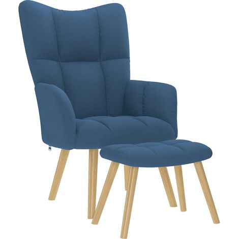 Sillón de relax con taburete tela azul vidaXL (1/5)