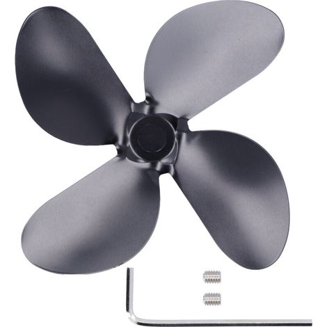Aspa de ventilador de repuesto para chimenea, aleación de aluminio negro, aspa universal para estufa 4-Crezuo