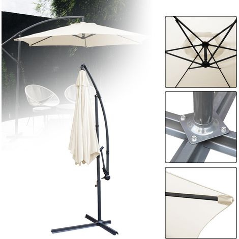 3.5m Parasol Parapluie de jardin Terrasse UV30+ Parasol de marché,Beige (1/5)