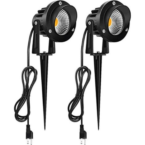 LED Außenstrahler 7W 220V COB Chip, Einbau LED Gartenlampe, Outdoor Erdspießlampe Warmweiß 3000K 2er Set für Wege, Pflanzen, Balkon & Terrasse (1/3)