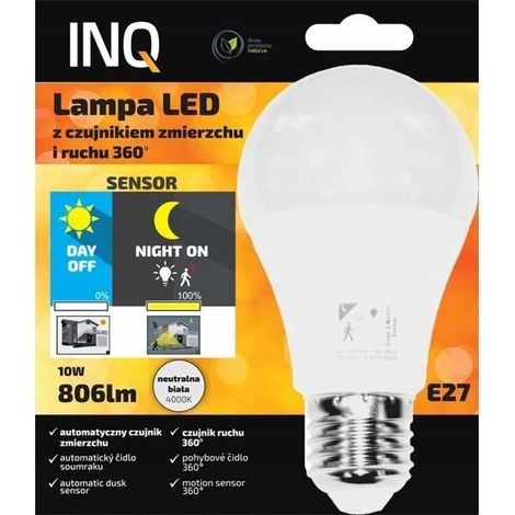 LED-Lampe E27 10W 4000K 806lm mit Wechsel- und Bewegungssensor (1/4)
