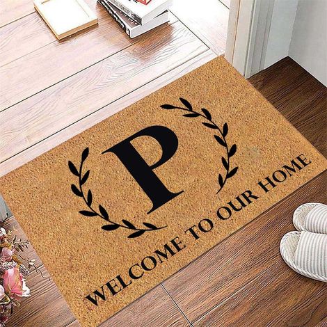 Tapis D'Entrée - 60 x 40 cm - Antidérapant - Pour Intérieur Et Extérieur - Motif Accueil Amusant Avec 26 Lettres - Tapis De Seuil (1/4)