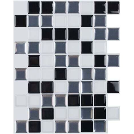 Self-adhesive tile wallpaper, black and white, 25x20 cm, mosaic style, wall sticker, waterproof decorative film for bathroom and kitchen wall tiles