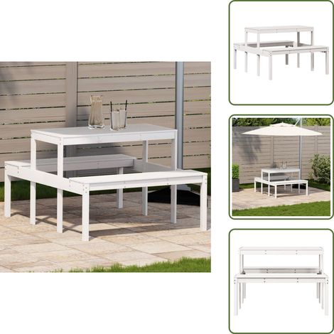 Picknicktisch 110x134x75 cm Massivholz Kiefer - Holztisch - Esszimmertisch - Gartenmöbel - Terrasse Möbel - Picknicktisch