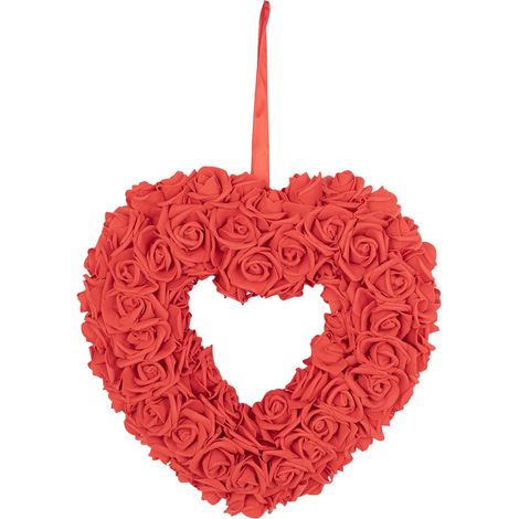 Guirlande En Forme De Cœur - Couronne Artificielle En Mousse - Pour Porte D'Entrée Fenêtre Mur - 36 cm - Rose Simulée - 1 Pièce (1/5)