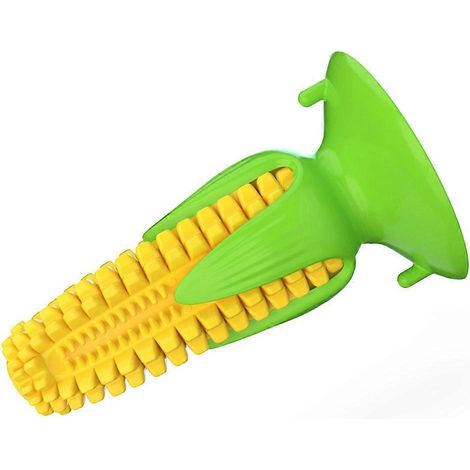 Jouet à mâcher pour chien agressif, brosse à dents couineuse en forme de maïs avec ventouse (1/5)