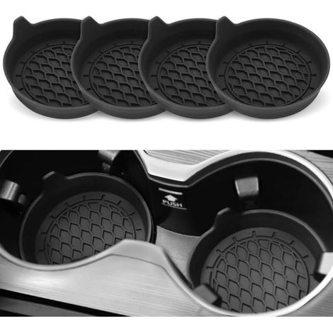 Dessous de verre pour porte-gobelet de voiture, doublures en silicone, porte-gobelet universel antidérapant, accessoires intérieurs de voiture, lot de 4, noir, unisexe