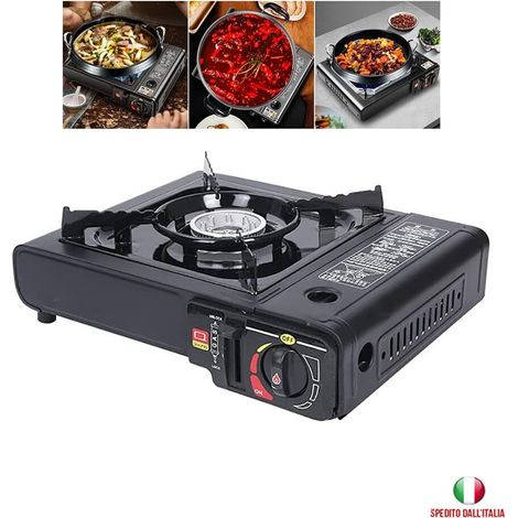 DISCORAMA® - FORNELLO A GAS DA CAMPEGGIO PORTATILE, FORNELLINO A GAS CON GRIGLIA PER CAMPEGGIO, FORNETTO PORTATILE BARBECUE GIARDINO (1/5)