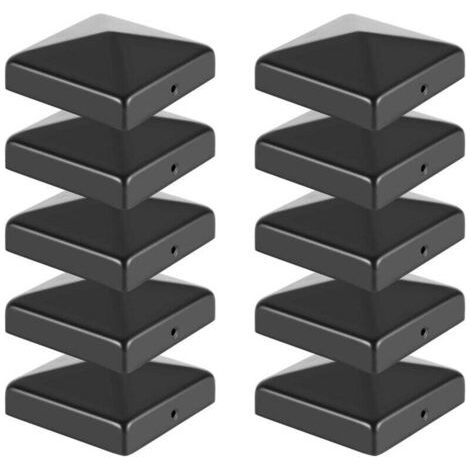 Capuchon de poteau Chapeau pyramide Clôture de protection 91x91mm Noir (1/4)
