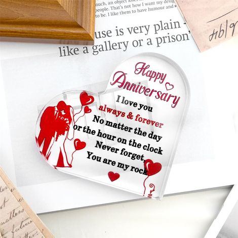 Plaque décorative cœur en acrylique à poser bureau, cadeau souvenir pour proches et amis（10 cm) (1/3)