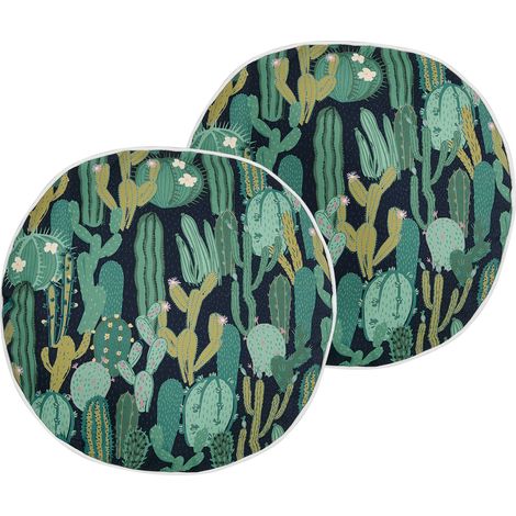 Conjunto de 2 cojines de jardín almohada de exterior ⌀ 40 cm poliéster motivo cactus verde Bussana