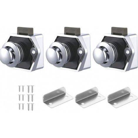 Set of three pieces: drawer lock and cabinet door lock, specific to motorhomes, without key. (1/5)