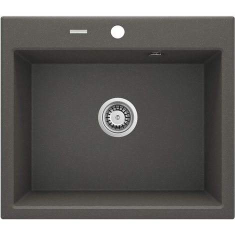 Évier de cuisine en granit à 1 cuve, 60 x 52 cm, anthracite métallisé - Nexyo (1/5)